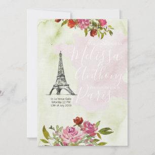 Bienvenue France Watercolor Wedding Invitation