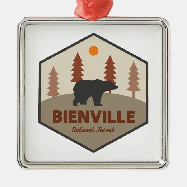 Bienville National Forest Bear Metal Tree Decoration (Front)