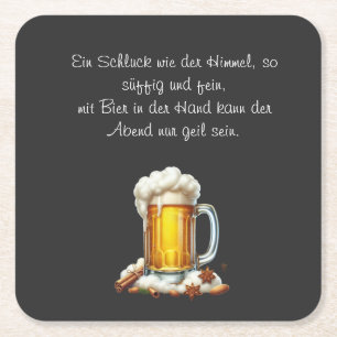 Bier so suffig  square paper coaster