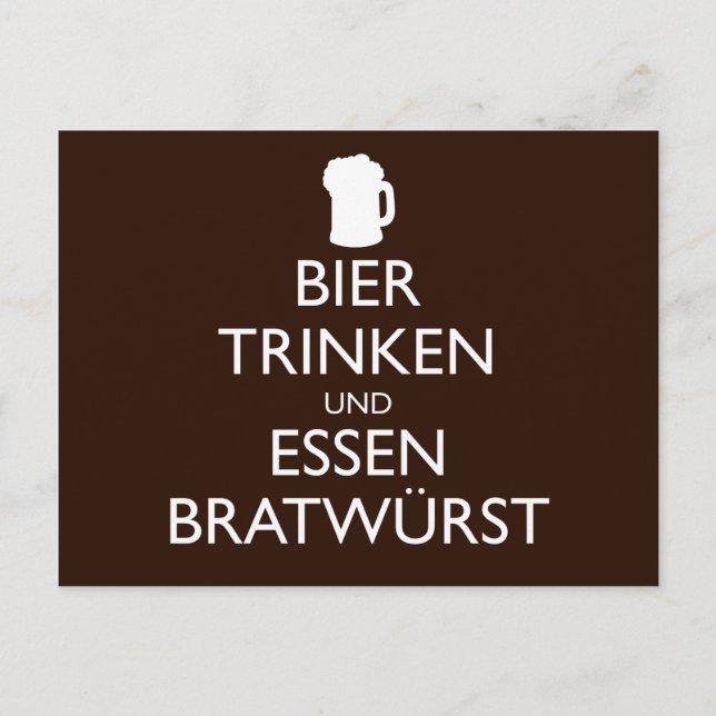 BIER TRINKEN UND ESSEN BRATWURST Okroberfest Postcard (Front)