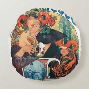 Bieres de la Meuse, Alphonse Mucha Throw Pillow