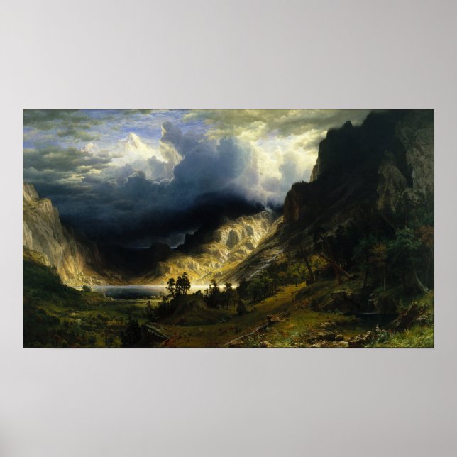 Bierstadt - A Storm In The Rocky Mountains Poster (Front)
