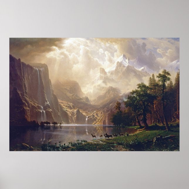 Bierstadt Among the Sierra Nevada Painting Poster (Front)