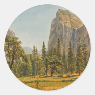 Bierstadt Bridal Veil Falls, Yosemite Valley Classic Round Sticker