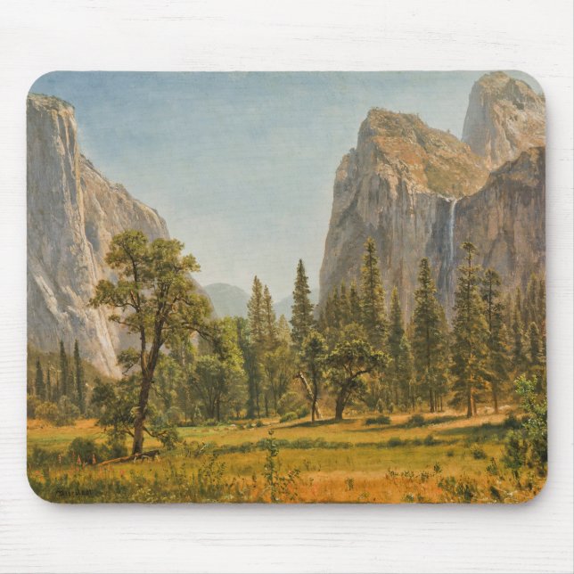 Bierstadt Bridal Veil Falls, Yosemite Valley Mouse Mat (Front)