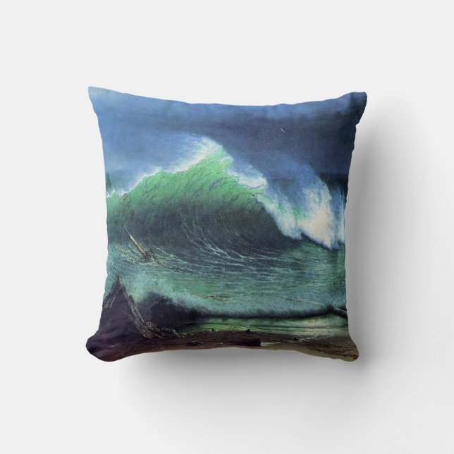 Bierstadt - Emerald Sea, fine art painting, Cushion (Front)
