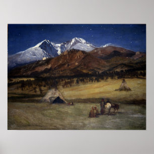 Bierstadt - Indian Encampment Evening Poster