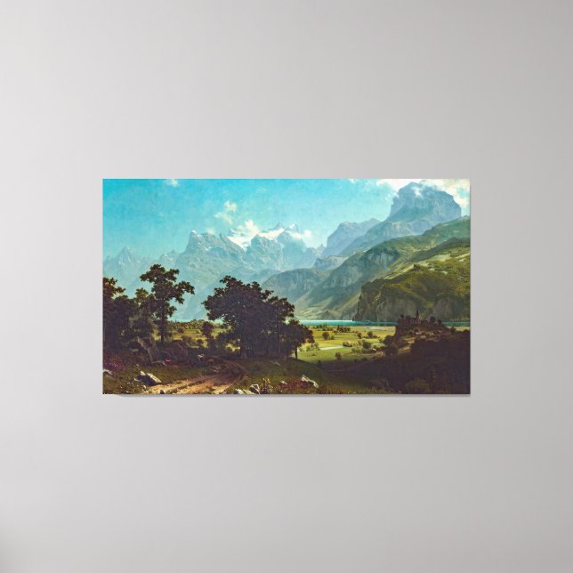 Bierstadt Lake Lucerne Painting Canvas Print (Front)
