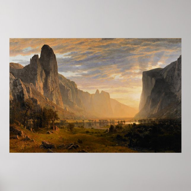 Bierstadt - Looking Down Yosemite Valley, fine art Poster (Front)