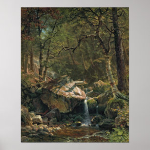 Bierstadt Mountain Brook Landscape Painting Poster