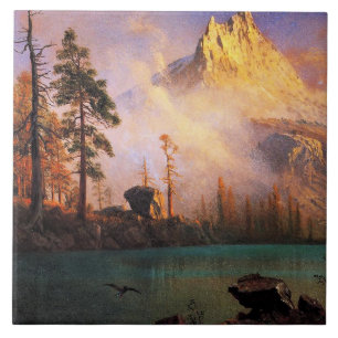 Bierstadt - Mountain Lake, fine art painting Tile