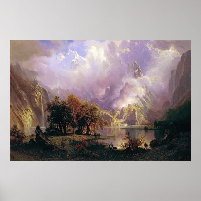 Bierstadt Rocky Mountain Landscape Painting Poster (Front)