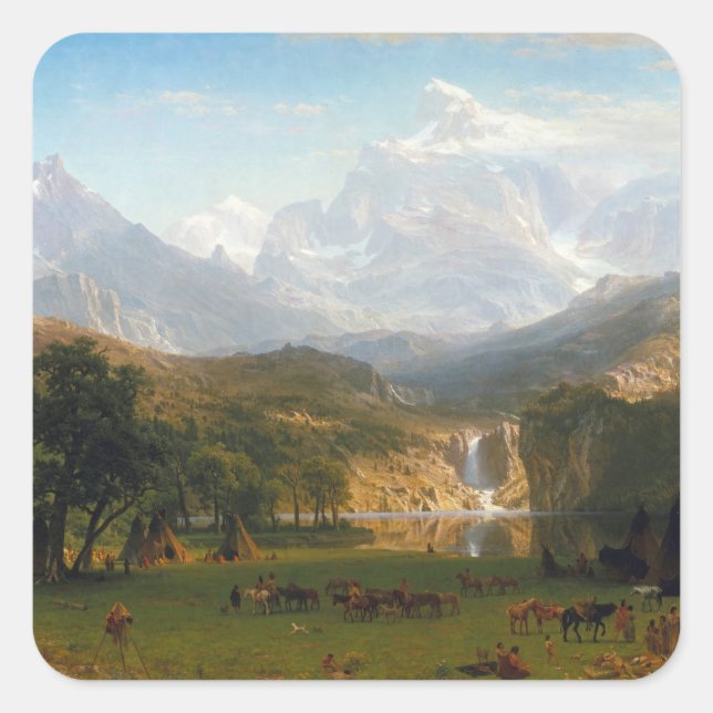 Bierstadt Rocky Mountains Landers Peak Painting Square Sticker (Front)