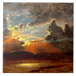 Bierstadt - Sunlit Skies, beautiful landscape art Tile