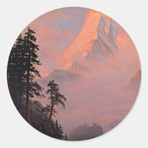 Bierstadt - Sunrise on the Matterhorn Classic Round Sticker
