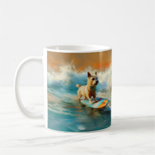 Biewer Terrier Beach Surfing Painting  Coffee Mug