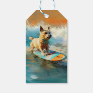 Biewer Terrier Beach Surfing Painting Gift Tags
