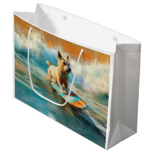 Biewer Terrier Beach Surfing Painting Large Gift Bag