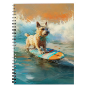 Biewer Terrier Beach Surfing Painting Notebook