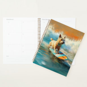Biewer Terrier Beach Surfing Painting Planner