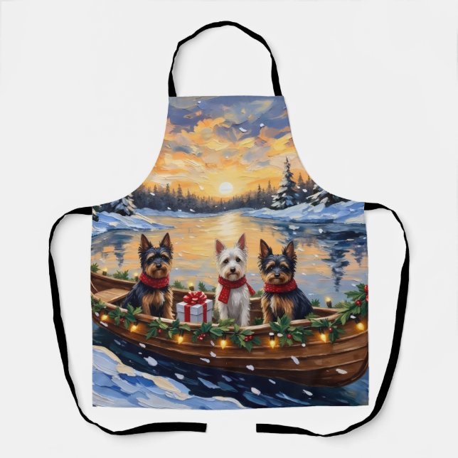 Biewer Terrier Christmas Boat Holiday Apron (Front)