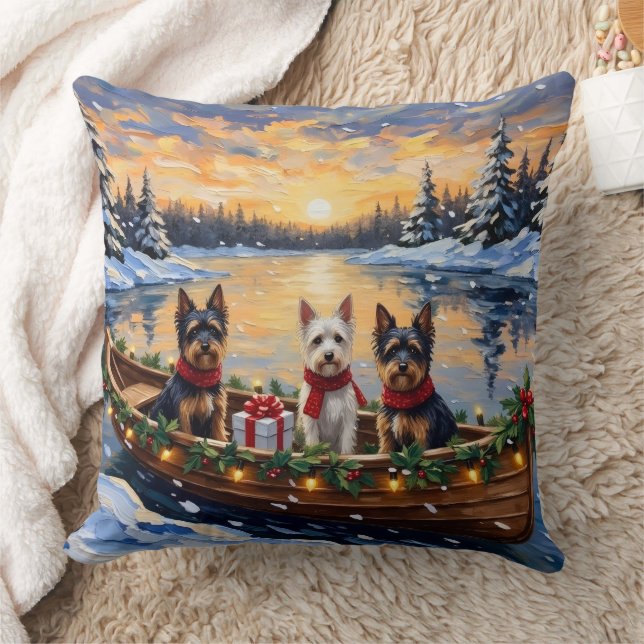 Biewer Terrier Christmas Boat Holiday Cushion (Blanket)