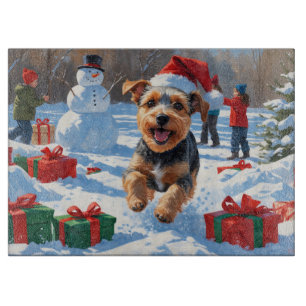 Biewer Terrier Christmas Festive Snow Scene Cutting Board