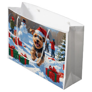 Biewer Terrier Christmas Festive Snow Scene  Large Gift Bag