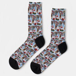 Biewer Terrier Christmas Festive Snow Scene  Socks