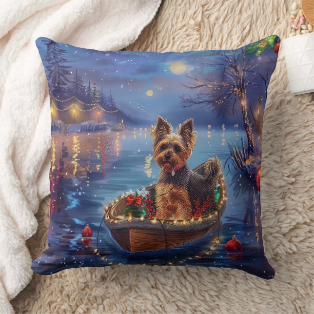 Biewer Terrier Christmas Festive Voyage Cushion (Blanket)
