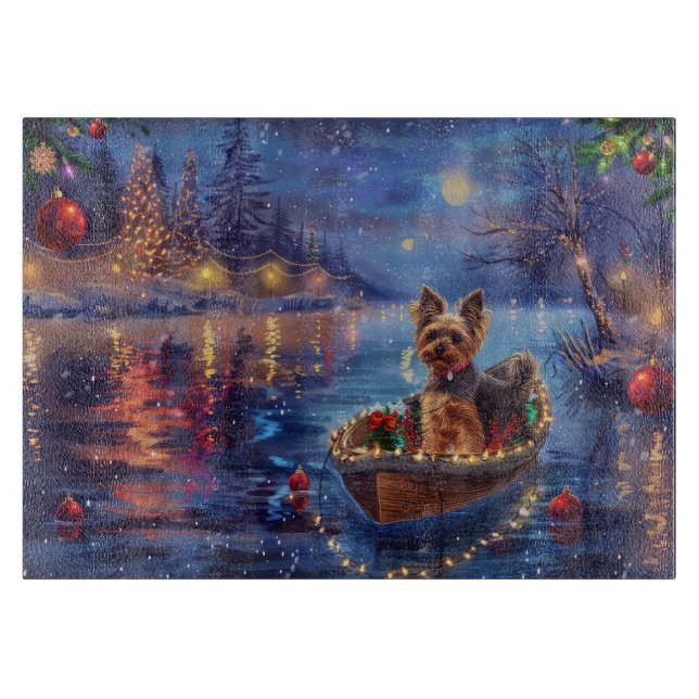 Biewer Terrier Christmas Festive Voyage Cutting Board (Front)