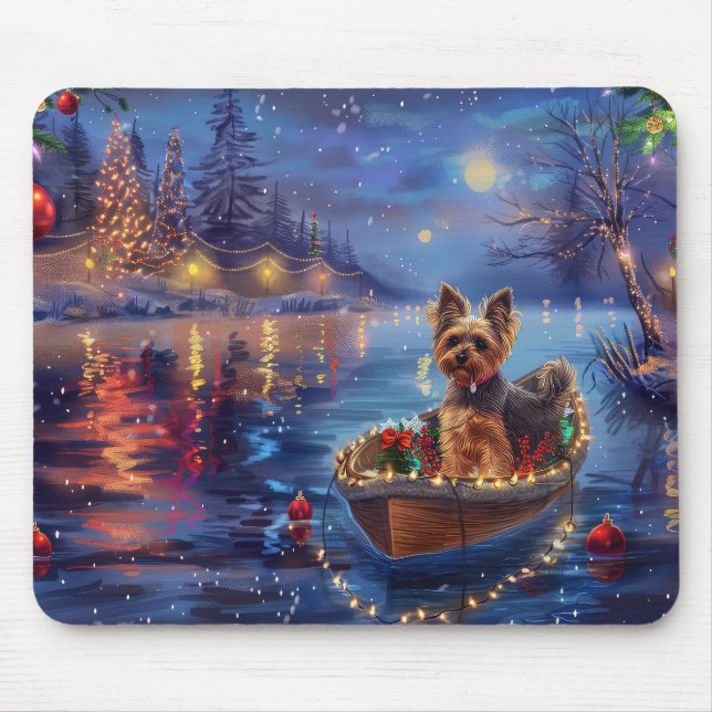 Biewer Terrier Christmas Festive Voyage Mouse Mat (Front)