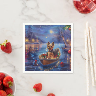 Biewer Terrier Christmas Festive Voyage Napkin