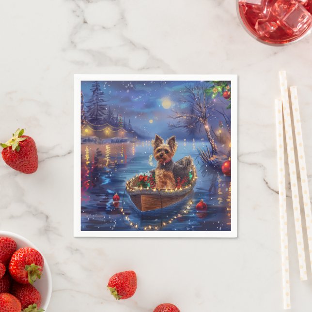 Biewer Terrier Christmas Festive Voyage Napkin (Insitu)