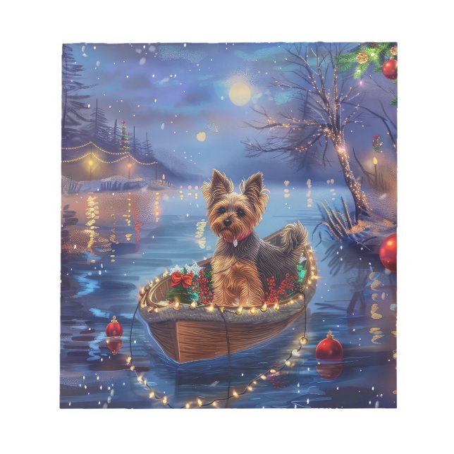Biewer Terrier Christmas Festive Voyage Notepad (Front)