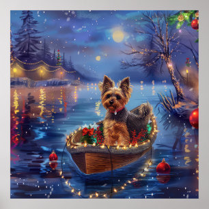 Biewer Terrier Christmas Festive Voyage Poster