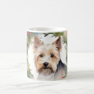 Biewer Terrier Christmas Wreath Festive Pup Coffee Mug