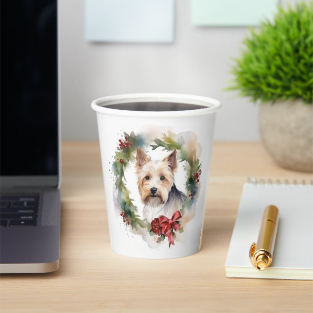 Biewer Terrier Christmas Wreath Festive Pup  Paper Cups (Insitu)