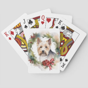 Biewer Terrier Christmas Wreath Festive Pup Playing Cards