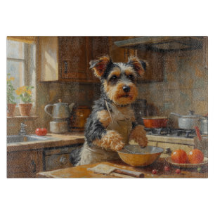 Biewer Terrier Cooking in Kitchen Cutting Board