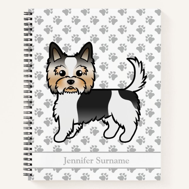 Biewer Terrier Cute Cartoon Dog & Custom Name Notebook (Front)