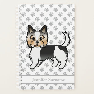 Biewer Terrier Cute Cartoon Dog Drawing & Name Planner