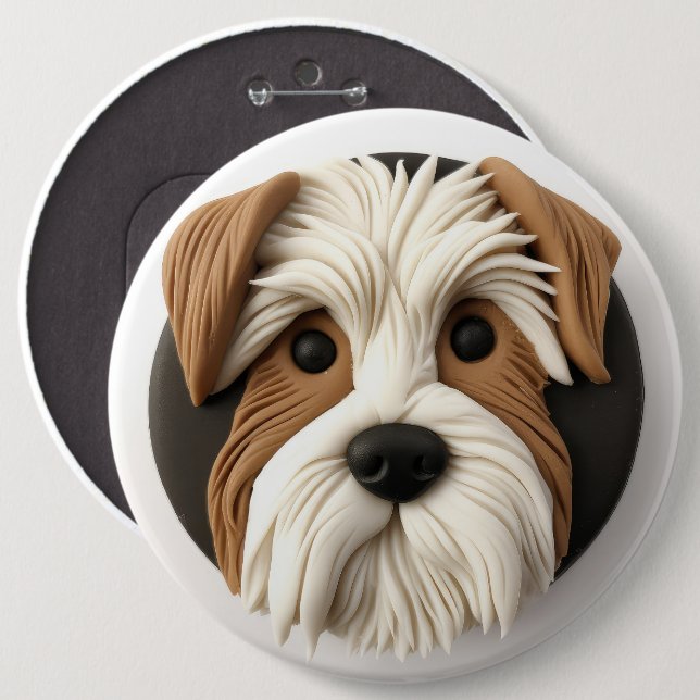 Biewer Terrier Dog 3D Inspired 6 Cm Round Badge (Front & Back)