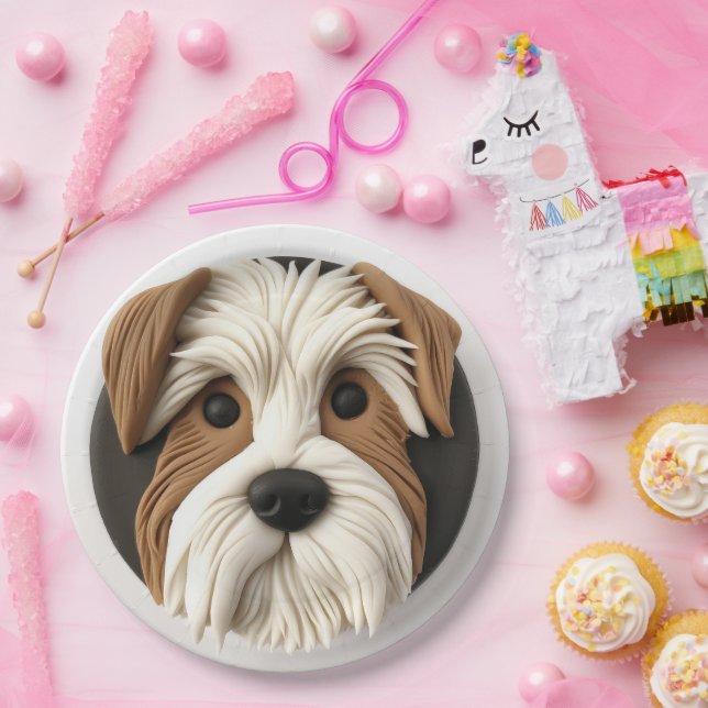 Biewer Terrier Dog 3D Inspired Paper Plate (Party)