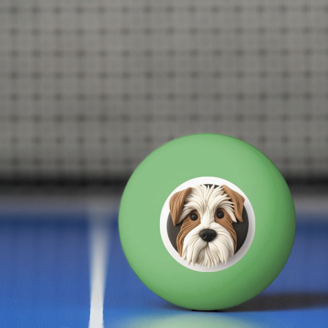 Biewer Terrier Dog 3D Inspired Ping Pong Ball (Net)