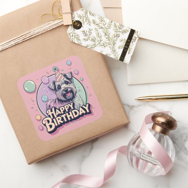 Biewer Terrier Dog Colourful  Square Sticker (Gifting)