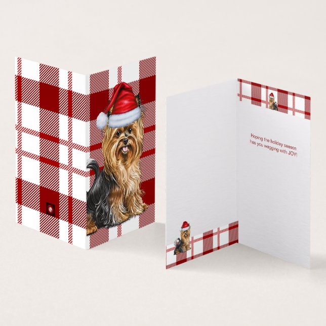 Biewer Terrier Dog Holiday Red Plaid Christmas (Inside and Outside)