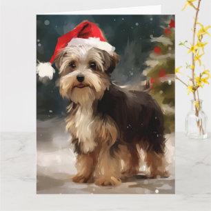Biewer Terrier Dog in Snow Christmas  Card