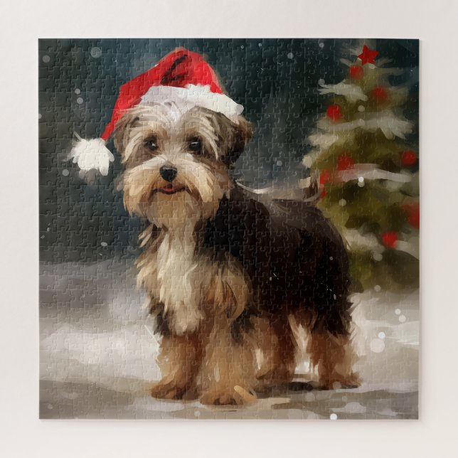 Biewer Terrier Dog in Snow Christmas  Jigsaw Puzzle (Vertical)