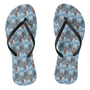 Biewer Terrier Dog Riding Motorcycle Christmas Flip Flops